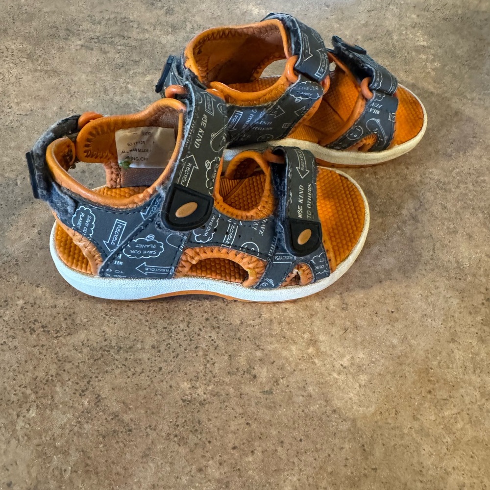 Max & Jake - Stylish Orange and Gray Kids Sandals, Size 5